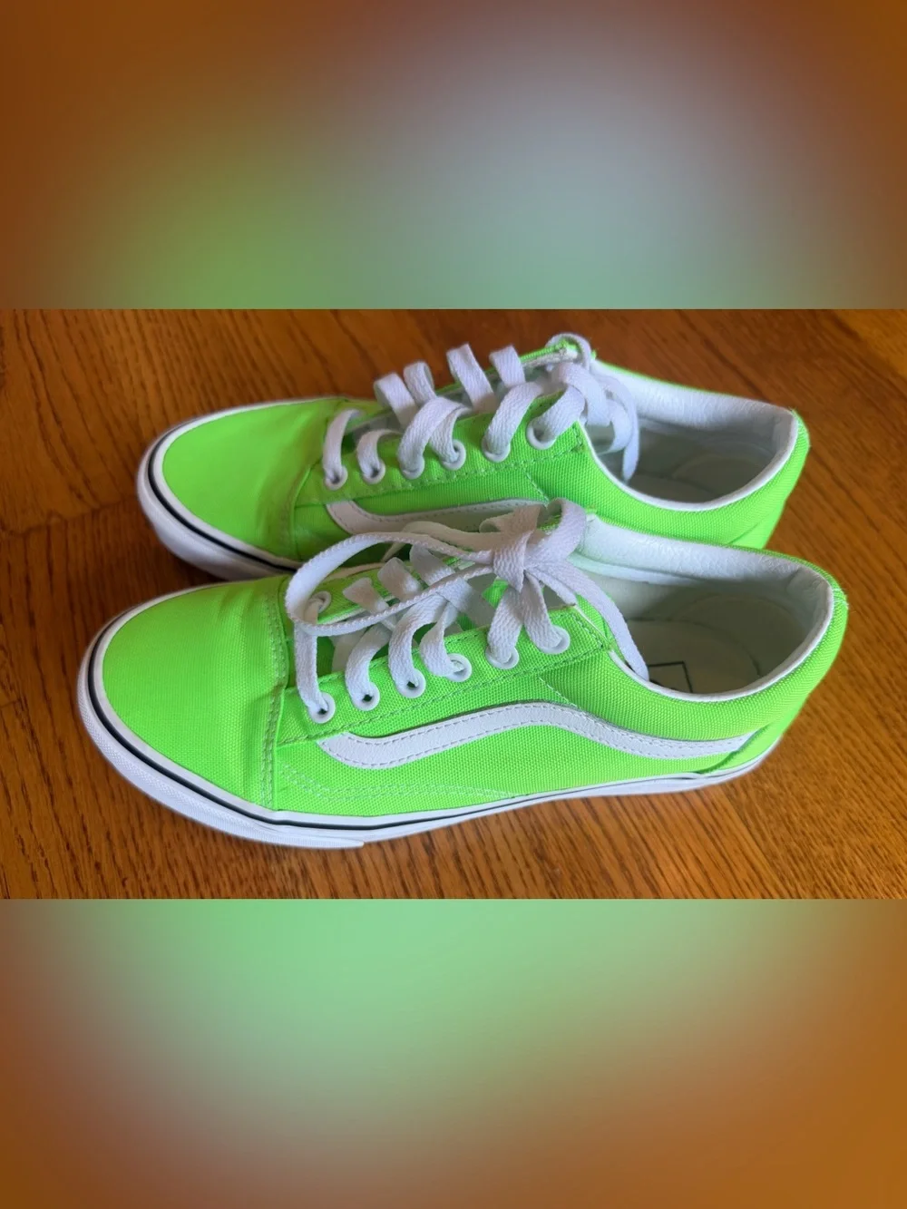 Vans Old Skool Neon Gecko Green Low Top Sneakers Women’s 7, Men’s 5.5 - Picture 9 of 14